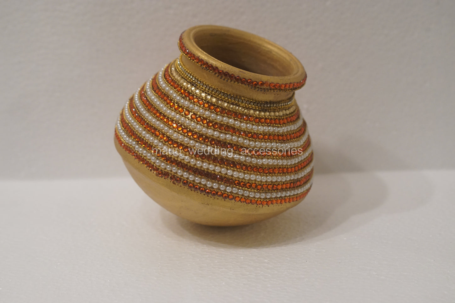 Garika Muntha - Decorated clay pot - Orange & Gold Colour