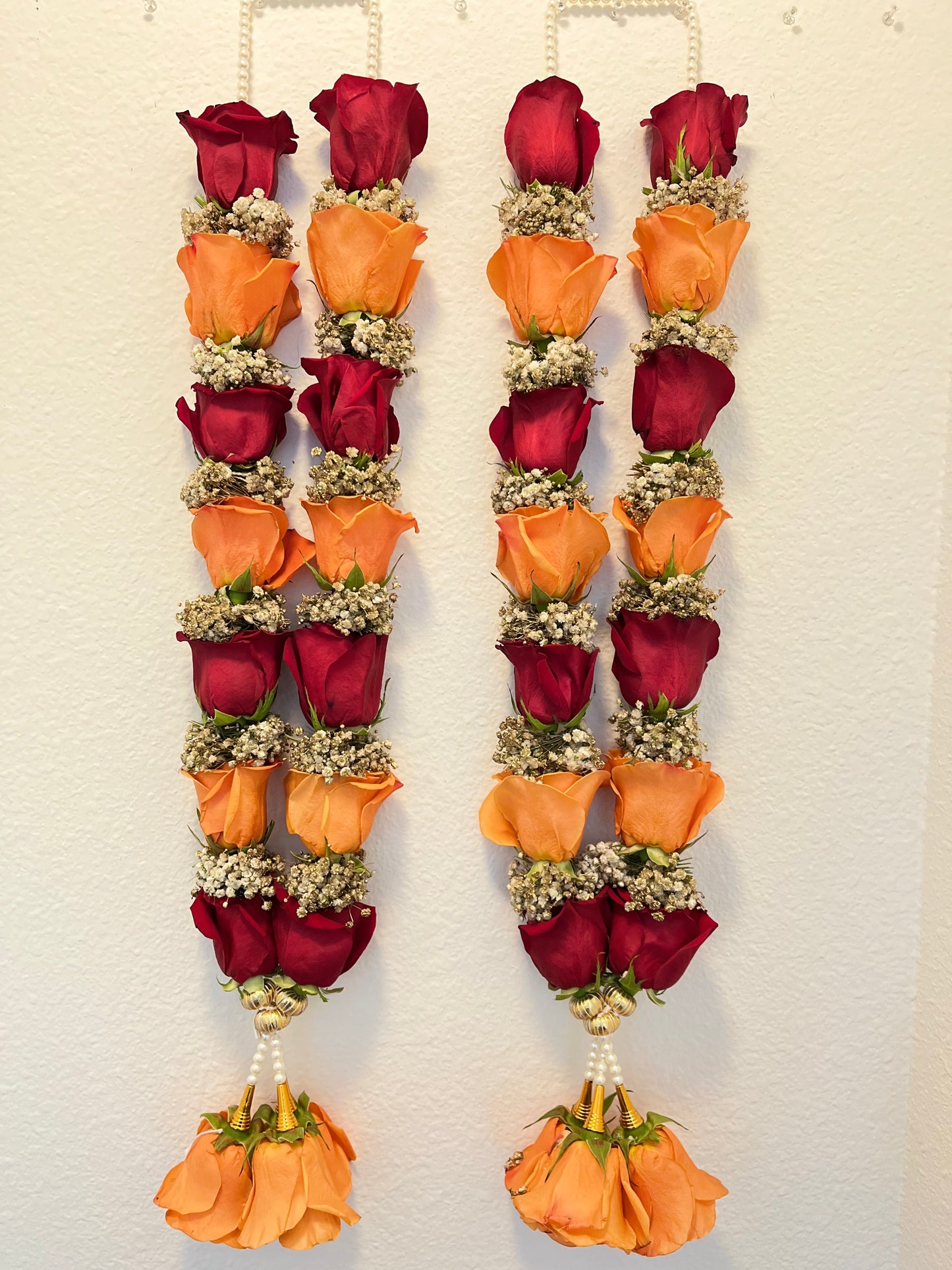 Fresh Flower Garlands – Rose & Babys Breaths - Customization Available