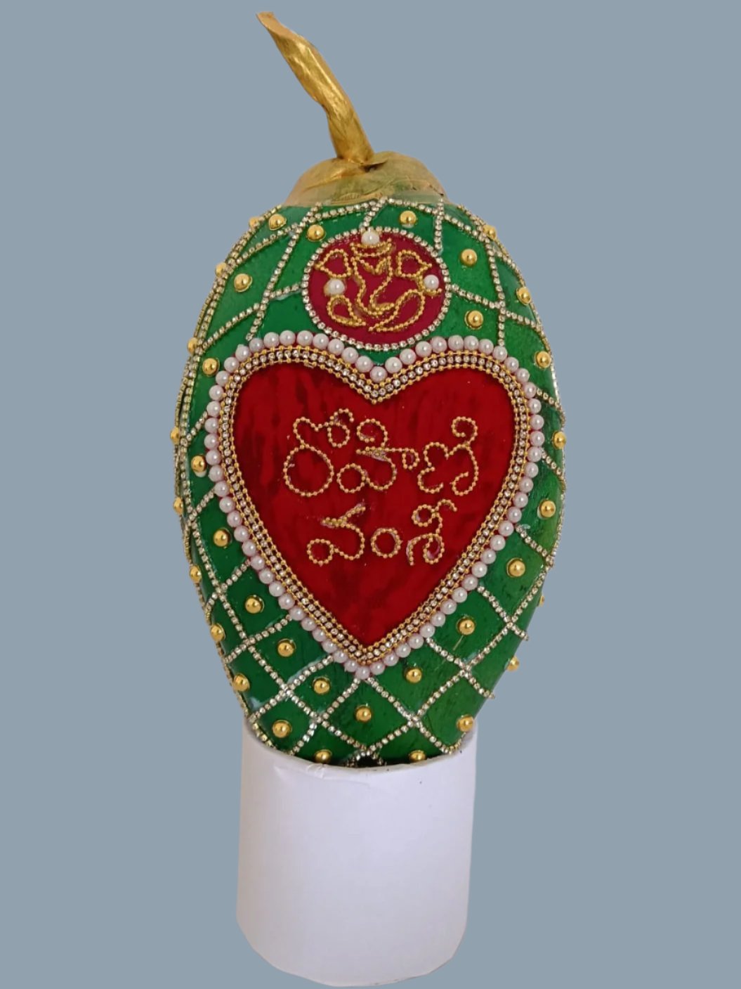 Fresh Kobbari Bondam - Heart and Ganesh Shape with Bride and Groom Names