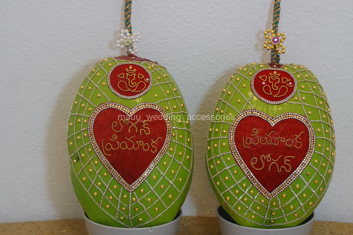 Fresh Kobbari Bondam - Heart & Ganesh Design