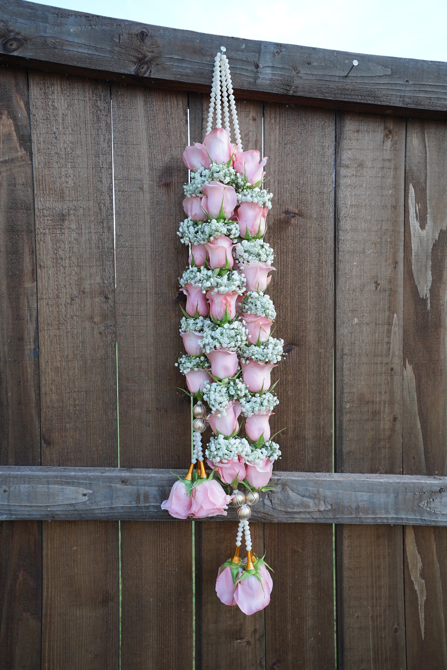 Fresh Flower Garlands – Light Pink, Roses & Baby's Breath - Customization Available