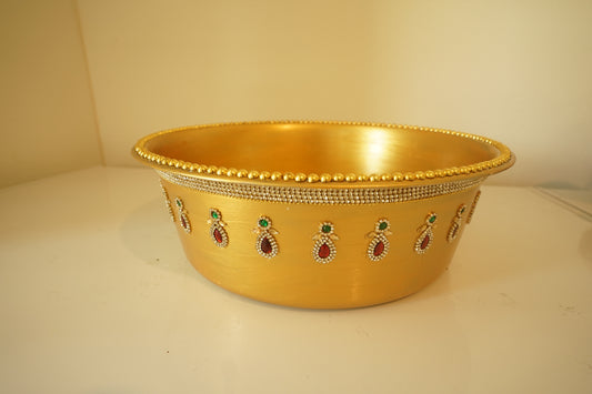 Talambrala Basin - Gold with Red & Green Kundans Design