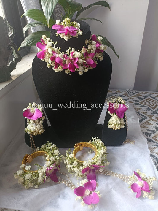 Haldi Jewelry - Pink and White