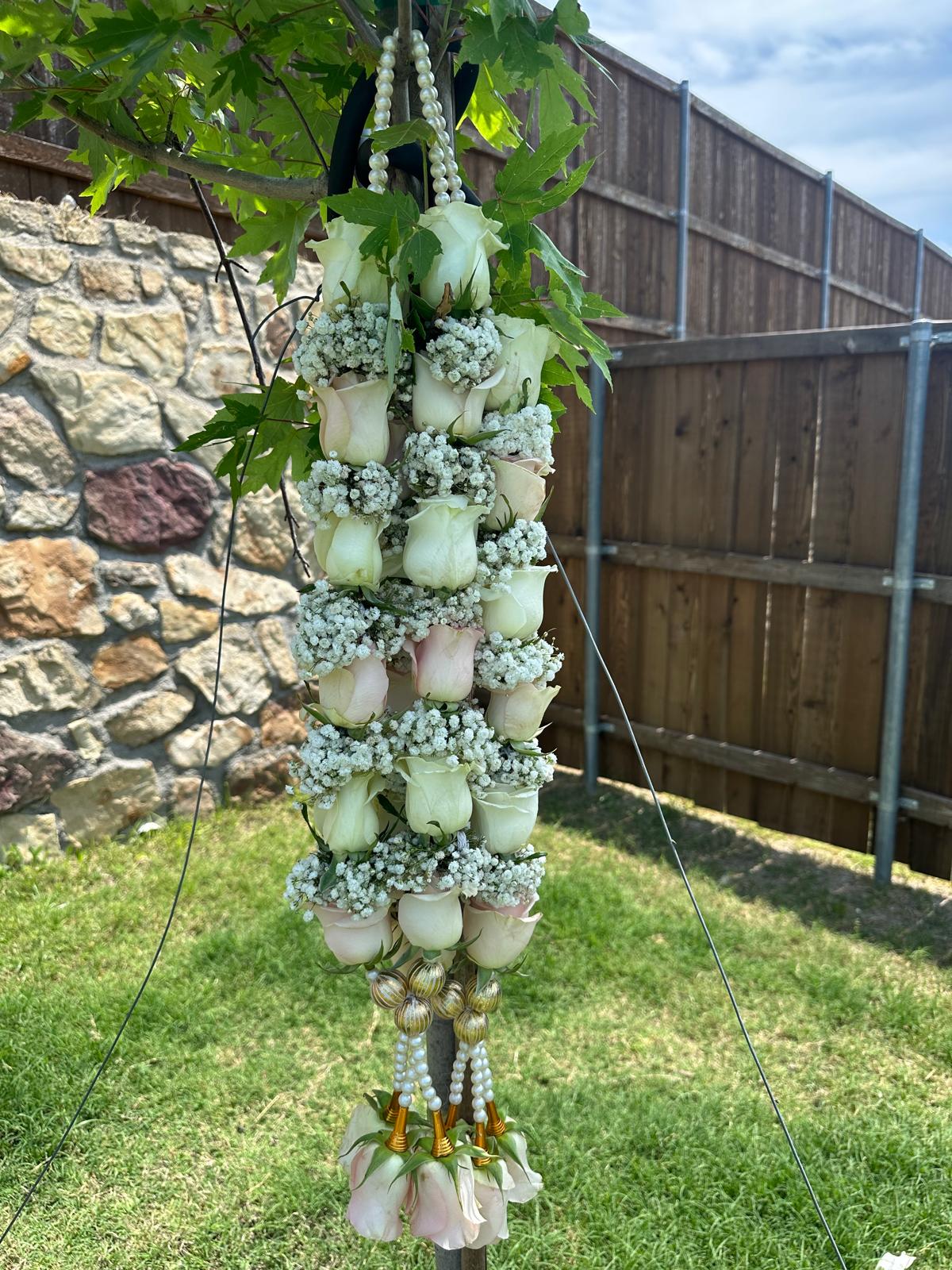 Fresh Flower Garlands – Light Pink, White Roses & Baby's Breath - Customization Available