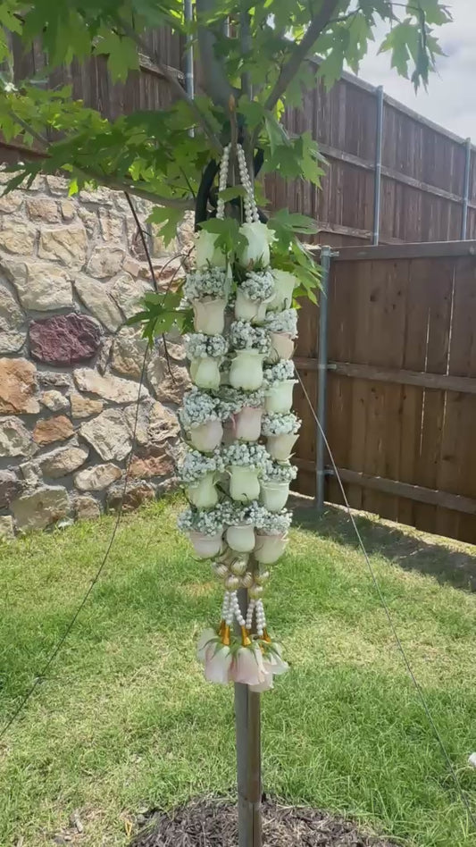 Fresh Flower Garlands – Light Pink, White Roses & Baby's Breath - Customization Available