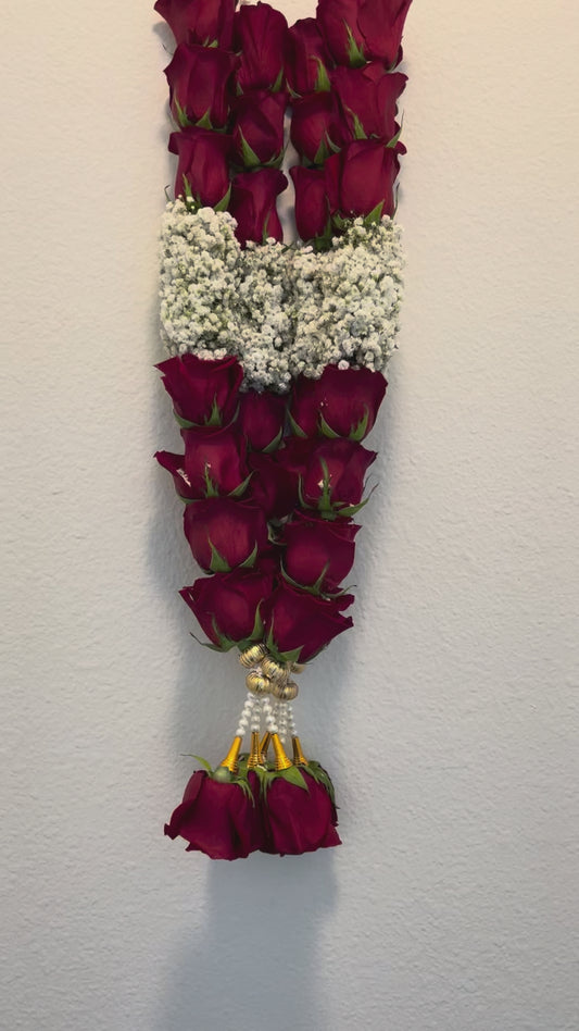Fresh Flower Garlands – Red Roses & Baby's Breath - Customization Available